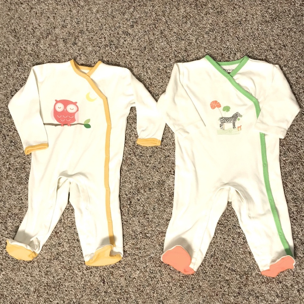 Two Babysoy One Piece Snap Footie Sleeper Pajamas Size 6-12 Months